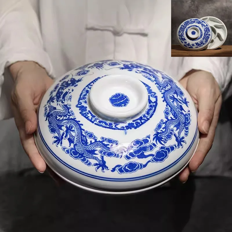 Jingdezhen Ceramic Paint Palette with Lid Large Size - Beginner Art Palette for Gouache Watercolor Chinese Painting