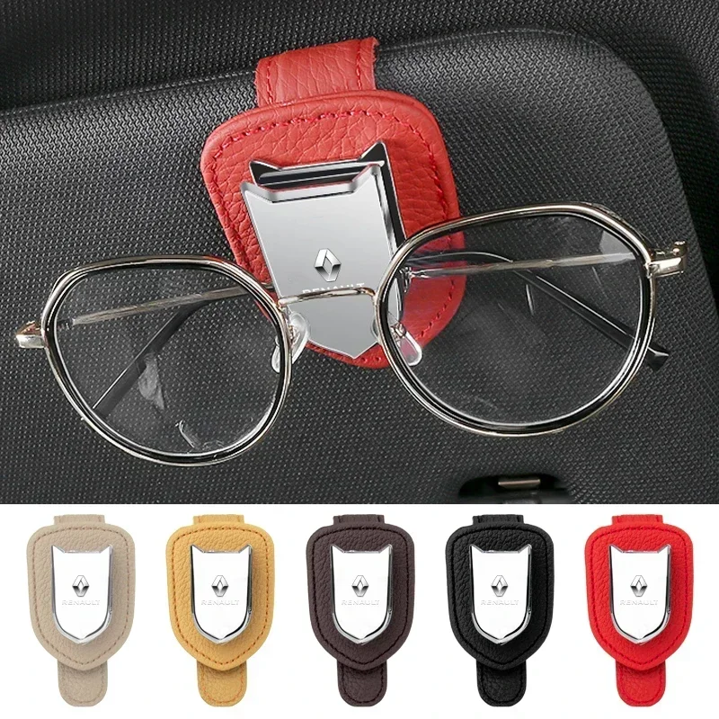 Car Sun Visor Sunglasses Holder Zinc Alloy Glasses Clip For Renault Clio Koleos Megane 3 Espace QM6 Kadjar Captur Scenic Duster