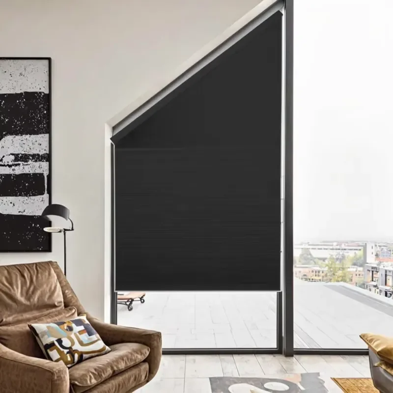 Customizable Size Trapezoid Triangle Cellular Shades Electric Irregular Honeycomb Blinds Arch Size Moveable Plastic Built-In