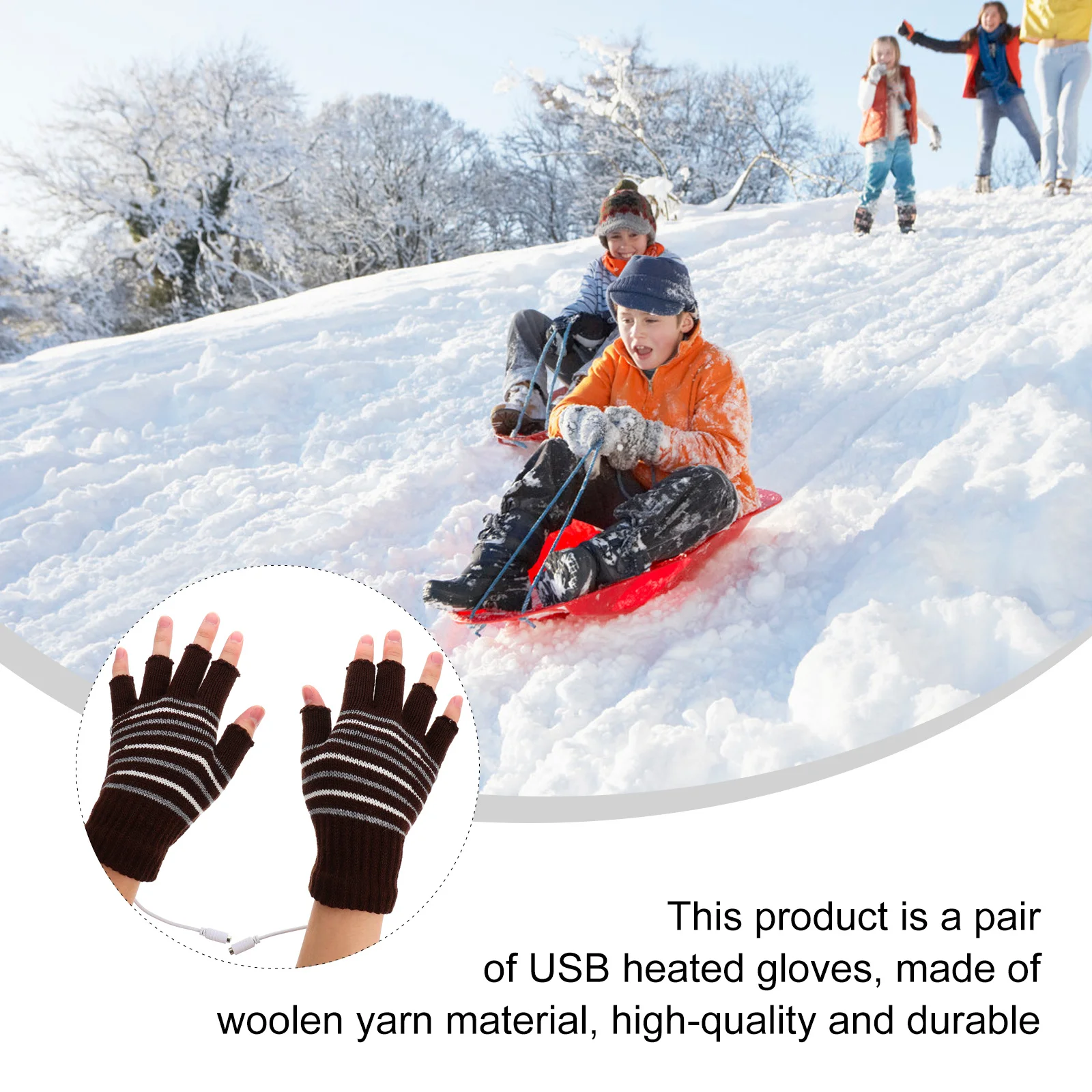 

1Pair Electric Gloves Thermal Hands Warmer Fingerless Mitten Winter Women Men Pet Heating Material Indoor Outdoor Activities