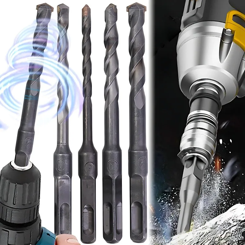 

Набор перфораторных сверл разных размеров, стальные ударные строительные инструменты из стали, бетонная кирпич, каменные поверхности, сверхмощное сверление