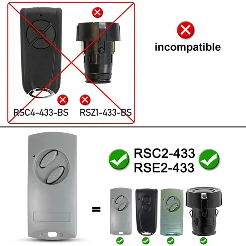 Abridor de puerta de garaje JABS-3X para ECOSTAR RSC2 RSE2 433Mhz Control remoto para ECOSTAR RSC2-433 RSC2-433 llavero de puerta eléctrica