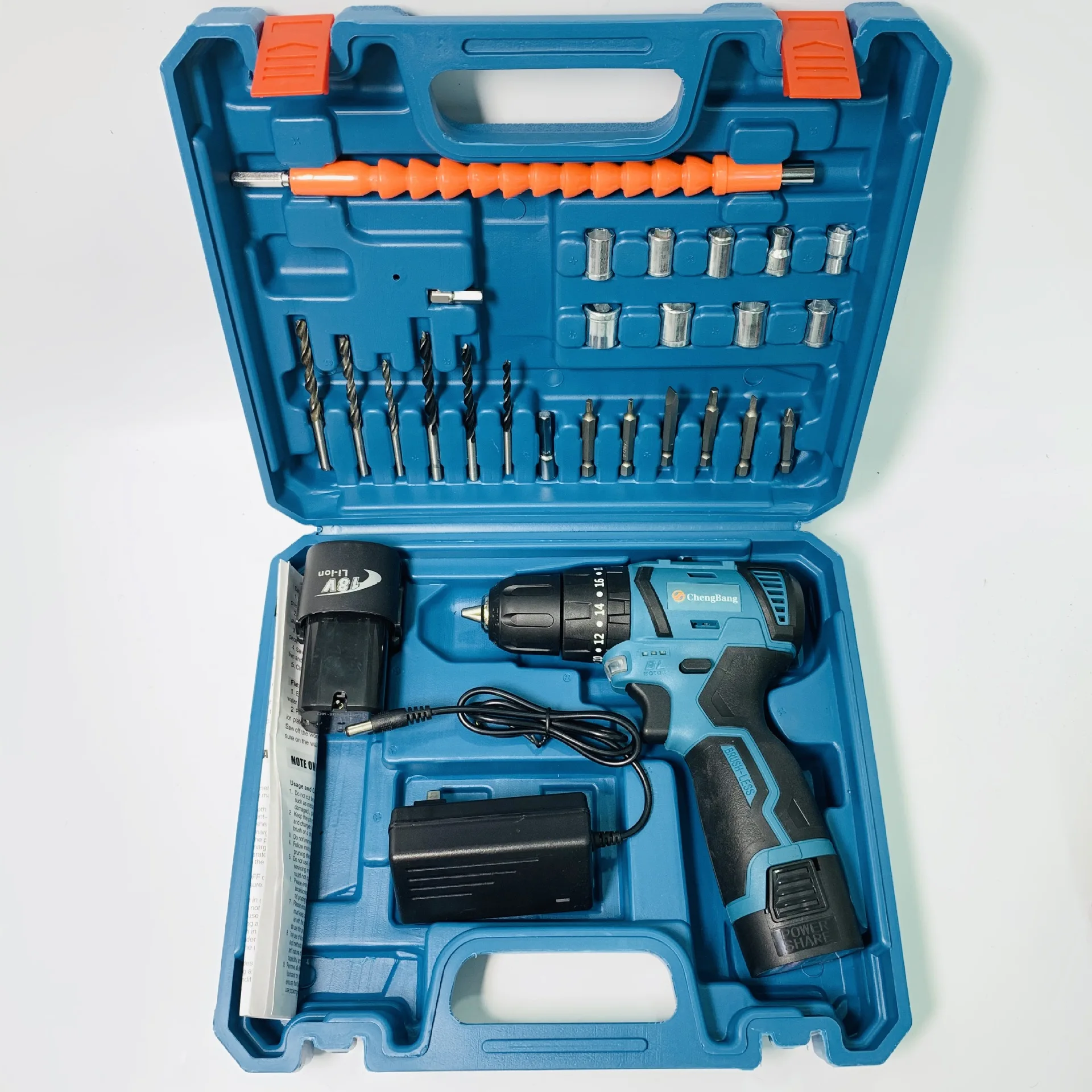 

lithium brushless electric impact drill 16.8 V18VF blue 24 rechargeable drill suit