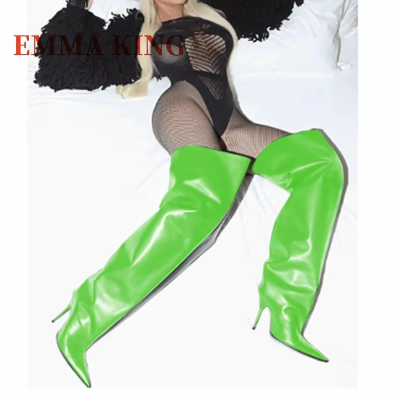 Women Pointy Toe Thigh High Boots Slip-on Design Stiletto Heel Over The Knee Boots Female Sexy Banquet Dress Party Shoes Big 43