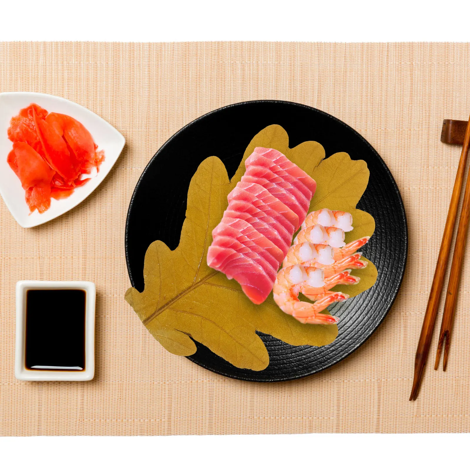 

20Pcs Sushi Serving Leaf Decors Natural Texture Sashimi Plate Decoration Japanese Food Photography Backdrop Baking Dessert