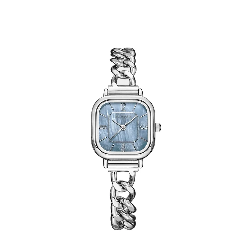 

Quartz watch sea blue small sugar cube mother shell watch female small square watch