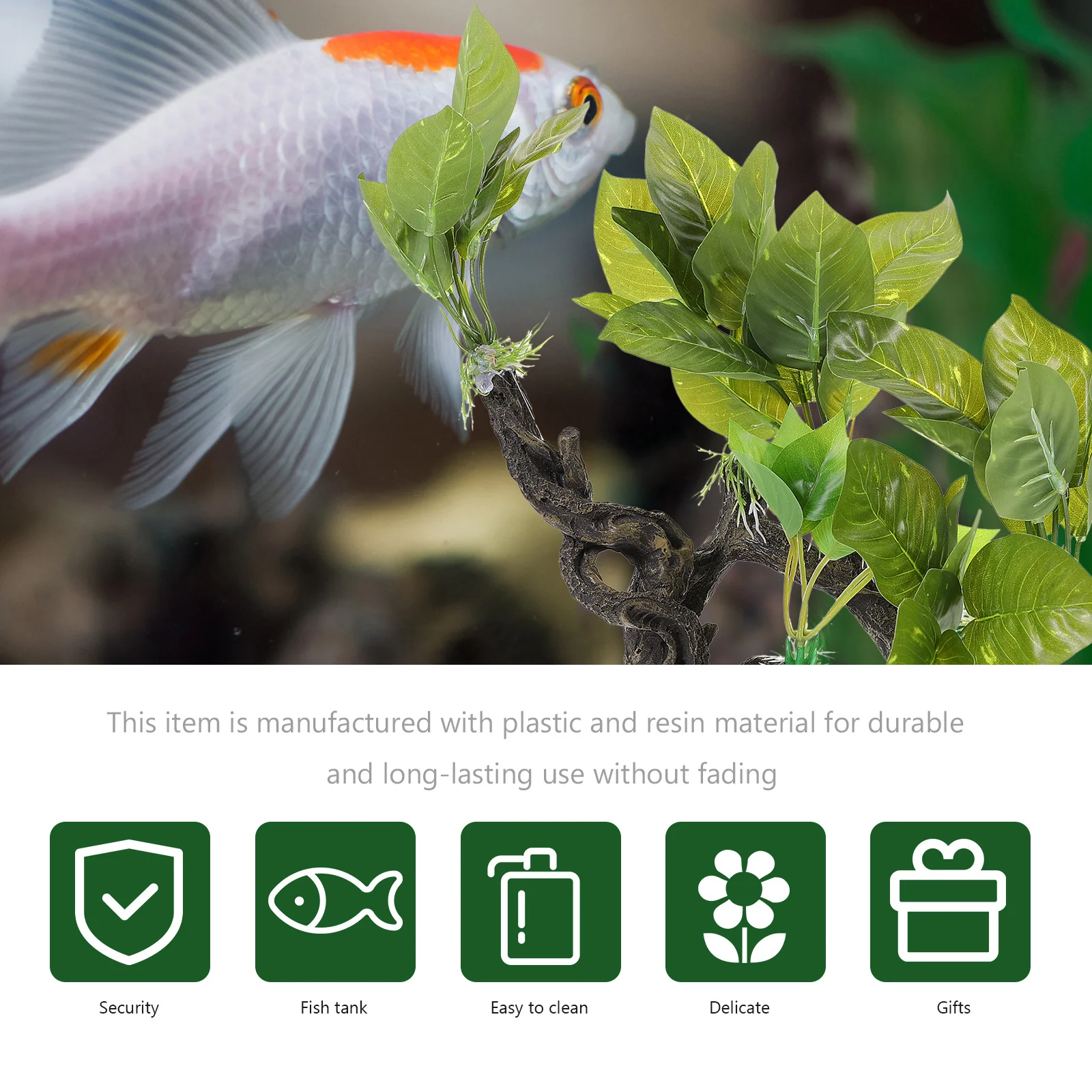 

Realistic Driftwood Aquatic Plants for Aquariums Lifelike Water Grass Decor Suitable Fresh Saltwater Fish Tank Landscape Resin