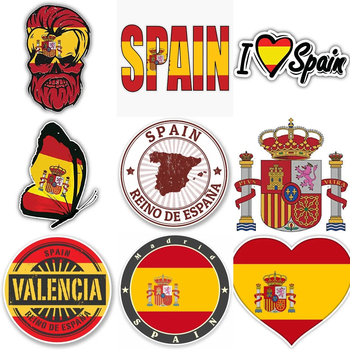 Spain Flag National Emblem Badge PVC Waterproof Creative Sticker for Wall Room Truck Car Bicycle Helmet Camper Table Fridge