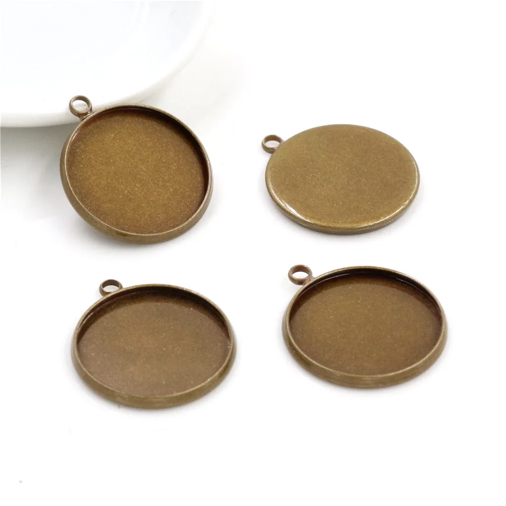 20pcs 20mm 내부 크기 6 색 도금 클래식 스타일 철 금속 카보 숑 자료 부적 펜던트