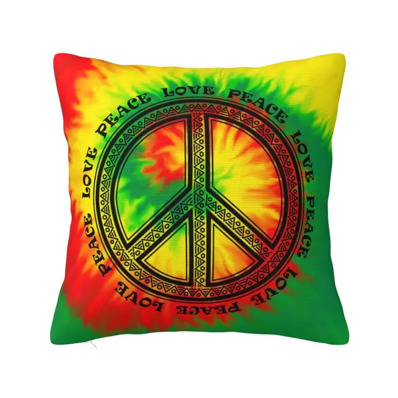 Tie Dye Tribal Peace Sign Love Cushion Cover 45x45 Cm Velvet Polyester Throw Pillow Case For Sofa Home Decoration Pillowslip