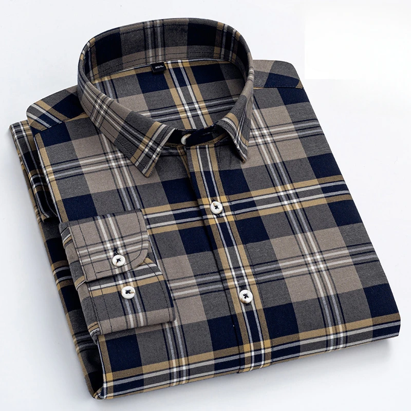 New in shirt luxury hight quality wool long sleeve shirts for men slim fit formal shirt soft designer tops plaid office clothes