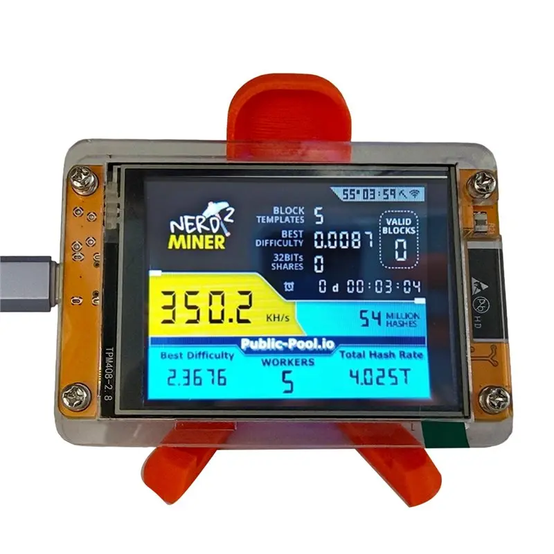 

AED7-350KH/S Nmminer Nerdminer+Stand Upgraded Harshrate 2.8 Inch Smart Display Bitcoin Crypto Solo Miner For Home Office