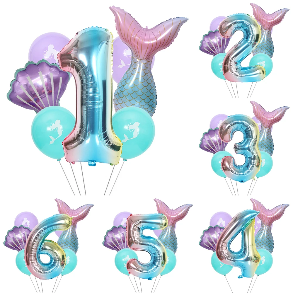 Balony na imprezę syrenka 32 cale 1 2 3 foliowy balon z numerem dziewczęcy ogon syreny dekoracje na imprezę urodzinową Baby Shower hel Globos