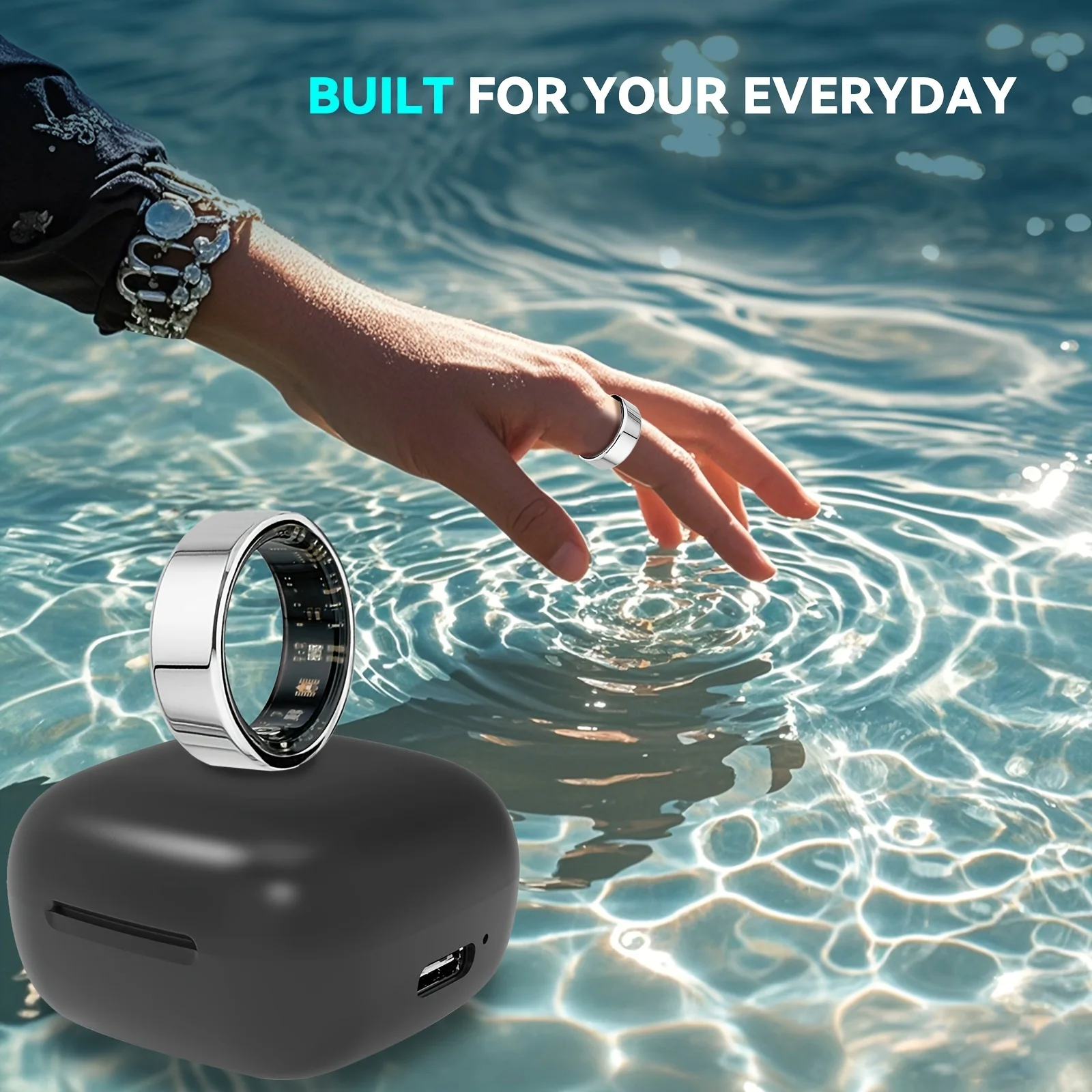 Smart Rings Steps Heart Rate Blood Oxygen Saturation Sleep Distance Calories IP68 Smart Ring Waterproof Multi-sport Mode Tracker