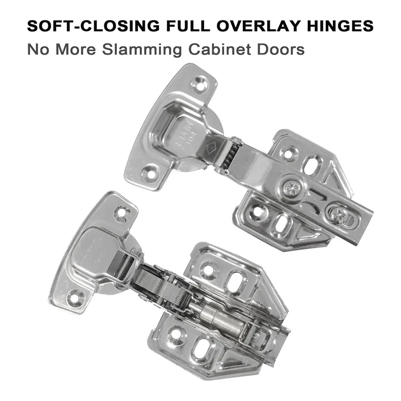 AB46-4Pack Cabinet Hinge Repair Plate With 2Pack Full Overlay Soft Closing Cabinet Hinges-Hinge Repair Kit Plate For Cabinet Dur