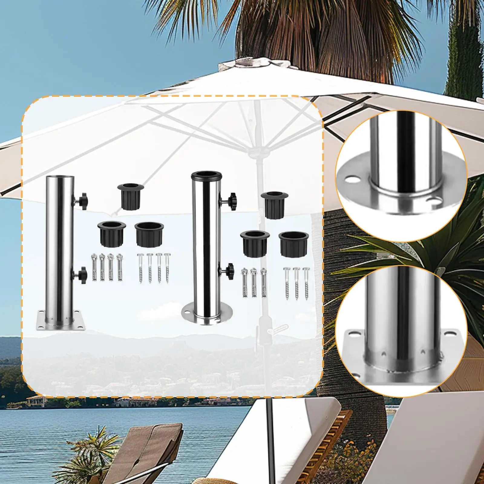 

Patio Umbrella Base Replacement Pole Holder Deck Umbrella Mount Holder Parasol Tube Mount for Summer Beach Docks Pontoons