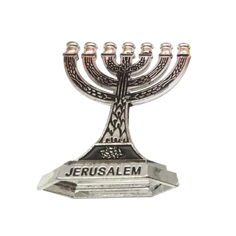 12 Tribes of Israel Menorah Jewish 7 Branch Candle Holder Jerusalem Temple Candlestick Religious Candelabra for Church