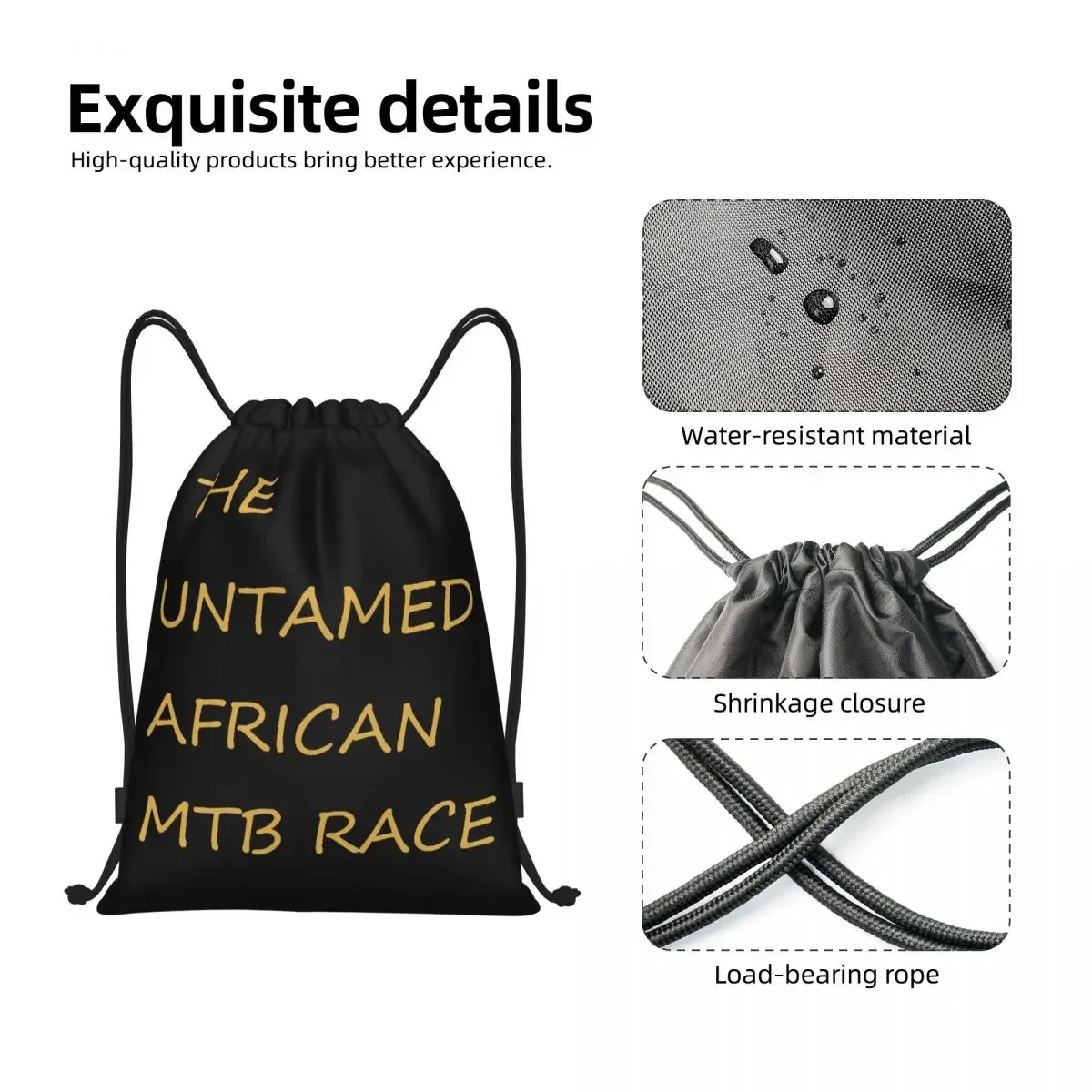 zy na zamówienie Gold The Untamed African MTB Race Drawstring Bags Чоловіки Жінки Легкий велосипед Спортивний рюкзак для зберігання в тренажерному залі