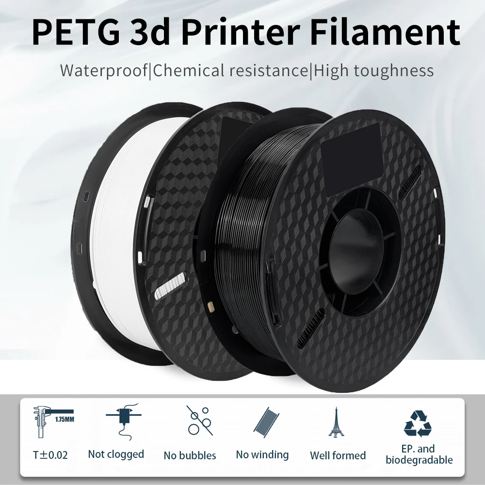 Kee Pang PETG 3D Printer Filament 1.75mm Plastic Material Black White Color PETG 3D Filament Consumables 1KG/2.2LBS