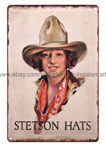 Stetson Hats Cowgirl metal tin sign room decoration restaurant pub sign
