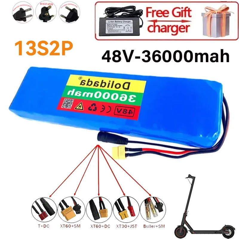 13S2P 48V 36000mAh 54.6v Electric Scooter Battery Lithium Electric Scooter 500W Electric Scooter Battery 13s2p 48V Battery