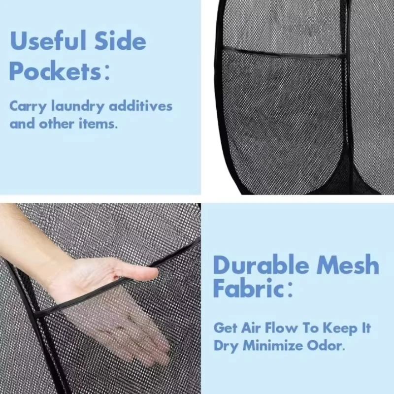 Многофункциональная прочная сетчатая всплывающая корзина для белья с усиленной ручкой, складная бытовая корзина для белья большой емкости