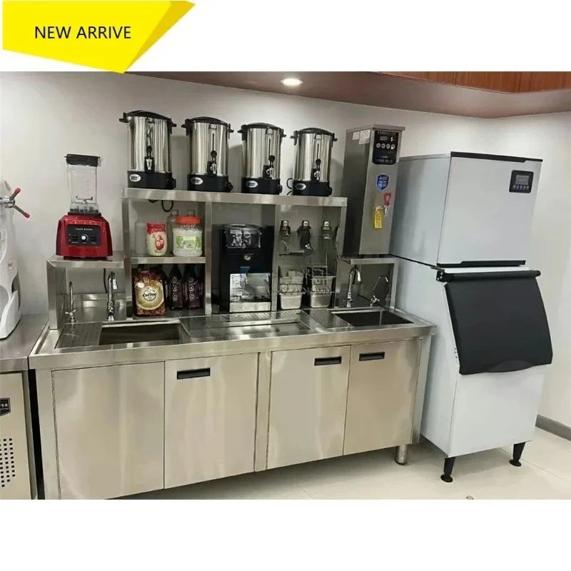 

Горячая продажа: Коммерческая стойка для магазина молочного чая из нержавеющей стали, оборудование для приготовления бабл-чая, дизайн на заказ