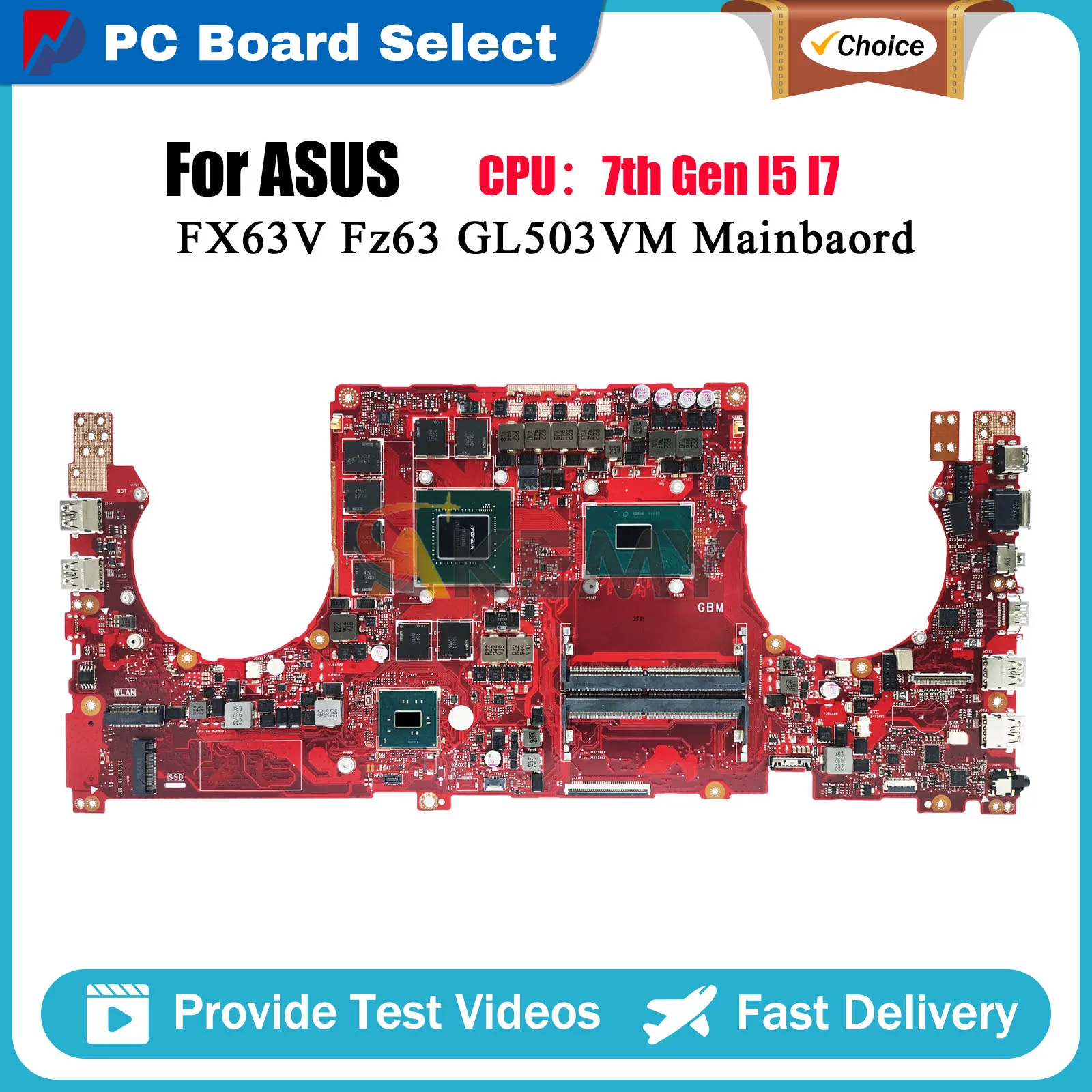 

GL503VS Laptop Motherboard For ASUS ROG Strix FX63V Fz63v GL503VM GL503V Notebook Mainboard W/ I5 I7 CPU 100% tests OK fast ship
