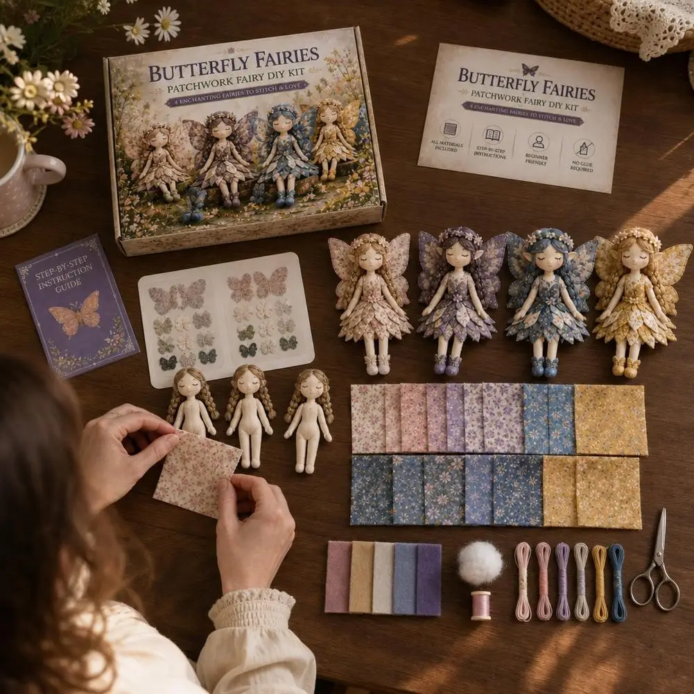 DIY Fairy Patchwork Sewing Kit Handmade Stitch Cloth Doll Craft Making Set Full Materials for Beginners Craft Art Lovers