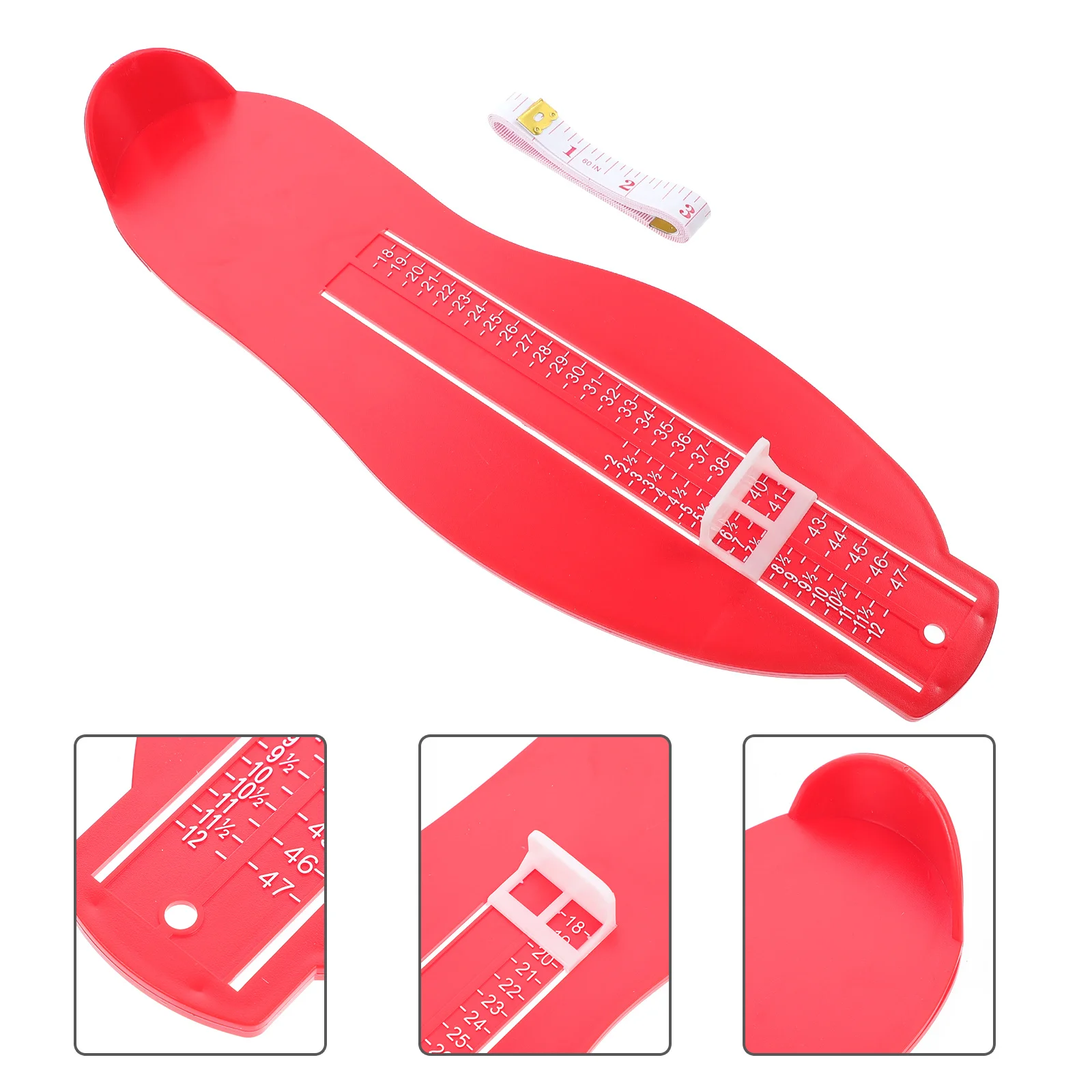 

Adult's Feet Measuring Ruler Foot Length Measure Gauge 's Instrument Sizer Measurement Red