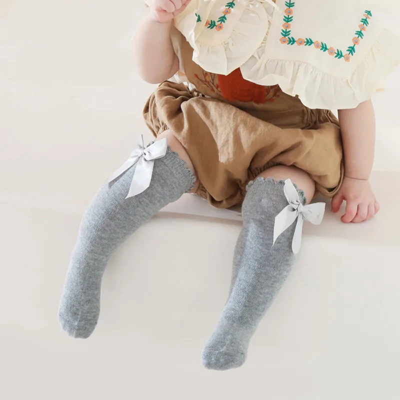 1 Paar Kniestrümpfe für Mädchen mit Schleife, bequem, für alle Jahreszeiten, lange Socken für Babys, Kleinkinder, Prinzessinnentanz, Kinder – Detail 10
