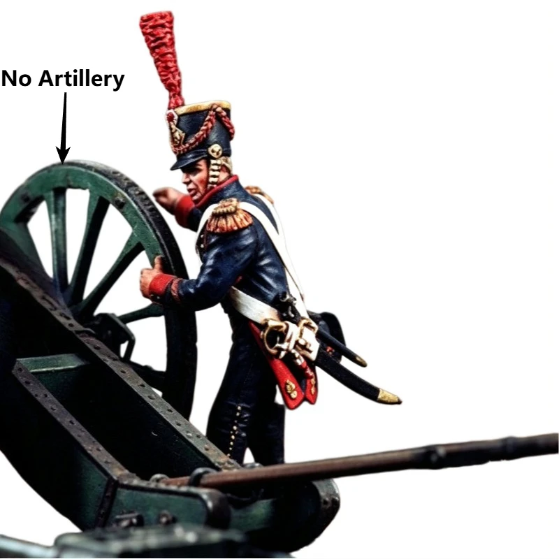 1/32 Scale 54mm DieCast Resin Figure Model Kit French Guard Artillery Officer Miniature Toy (No Artillery) Unassembled Unpainted