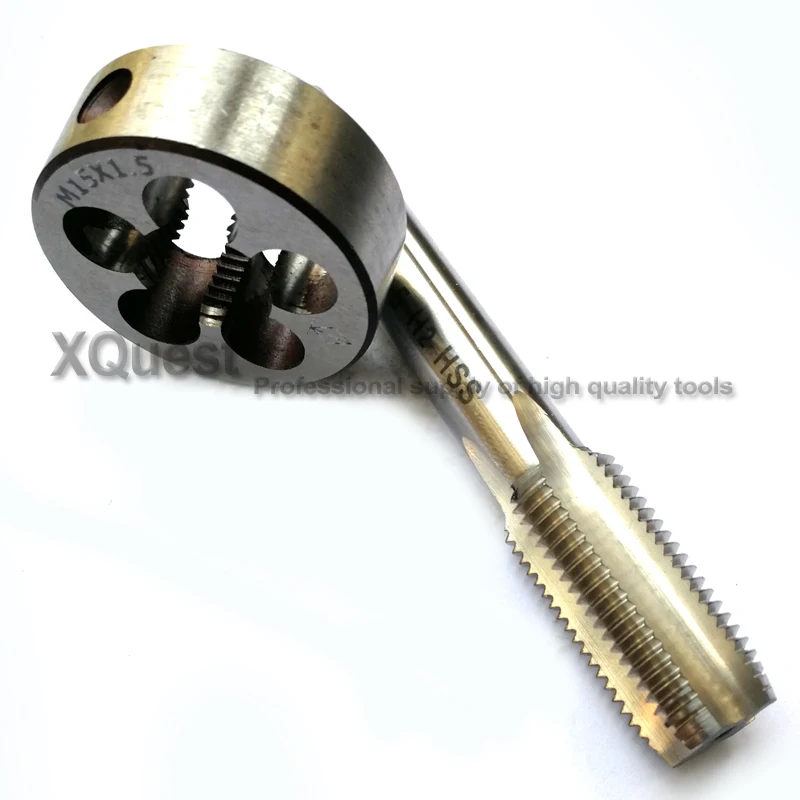 Imagem -02 - Torneira de Mão de Rosca Fina Moles Manuais Torneiras Plug Hss Metric M15 Round Die M15x1.5 M15x1.25 M15x0.75 M15x1 M15x0.5 Conjunto
