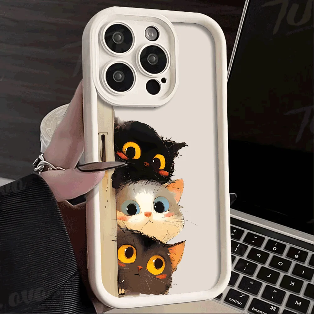 Stoßfeste Handyhülle für iPhone 16 15 14 13 12 11 Pro Max XS XR X 14 15 16 Plus 12 13 Mini Lustige Cartoon-Katze Silikonhülle – Detail 11