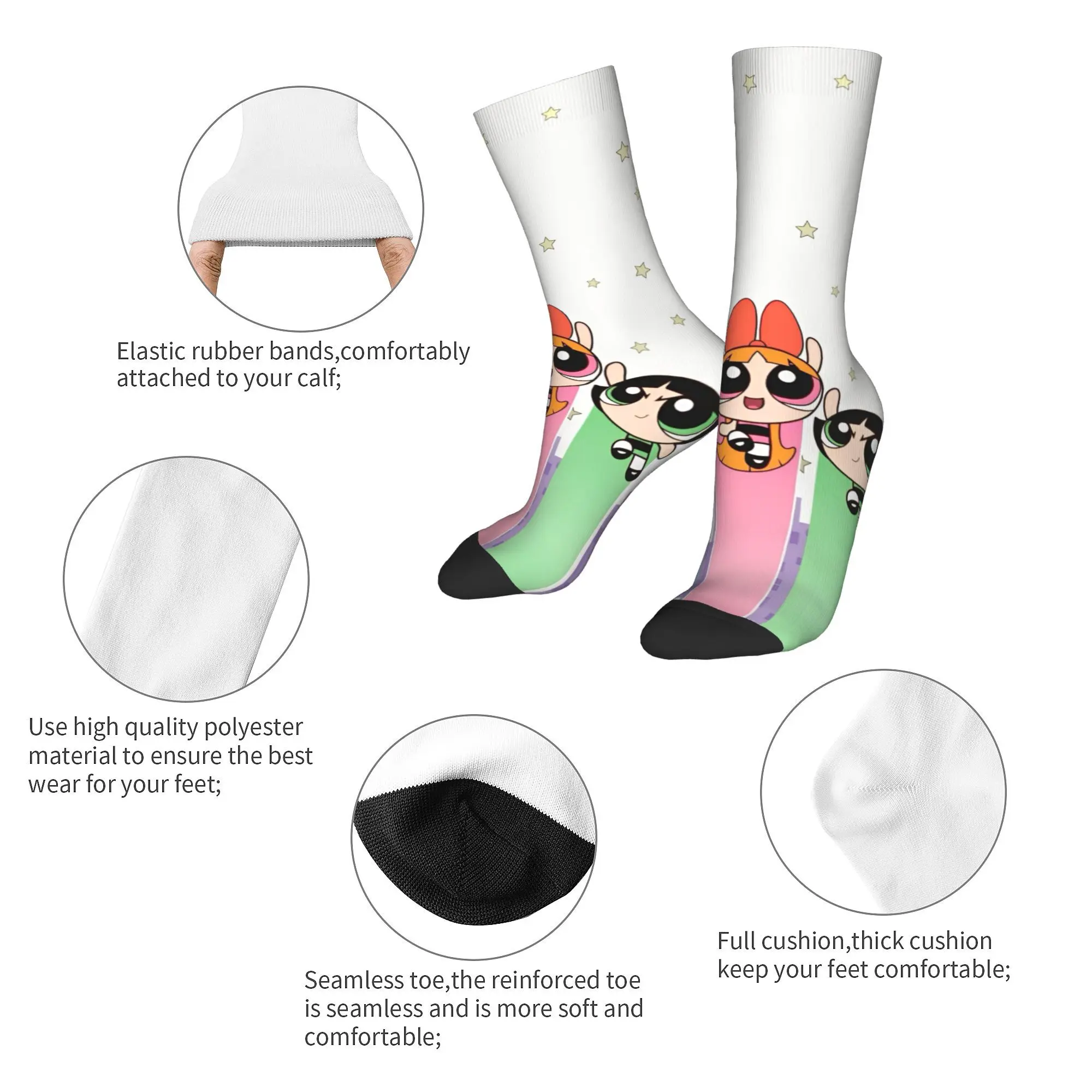 The Powerpuff Girls Cartoon Sock New Men Socks Harajuku Polyester Cute Anime Blossom Sport Women Stockings Spring Autumn Winter