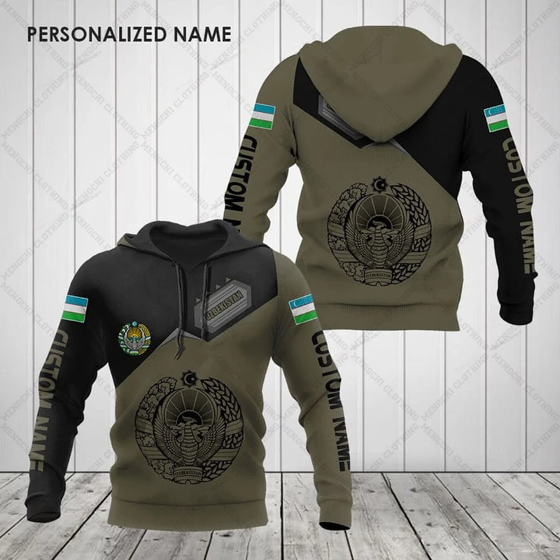 Custom Name Uzbekistan Emblem Unisex Hoodies Loose Fashion Sweatshirts Autumn and Winter Casual Clothing Oversized Streetwear