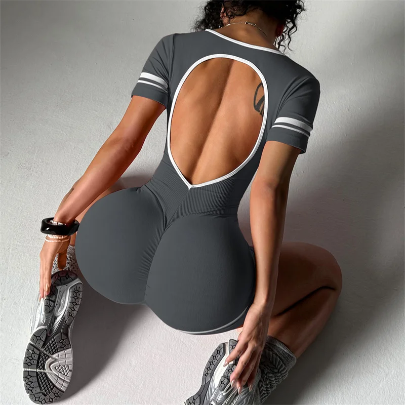 TRY TO BN بذلة يوغا قصيرة الظهر مجوفة رياضية ارتداءها اللياقة البدنية تجريب ملابس رياضية قطعة واحدة الدعاوى الصالة الرياضية امرأة الملابس