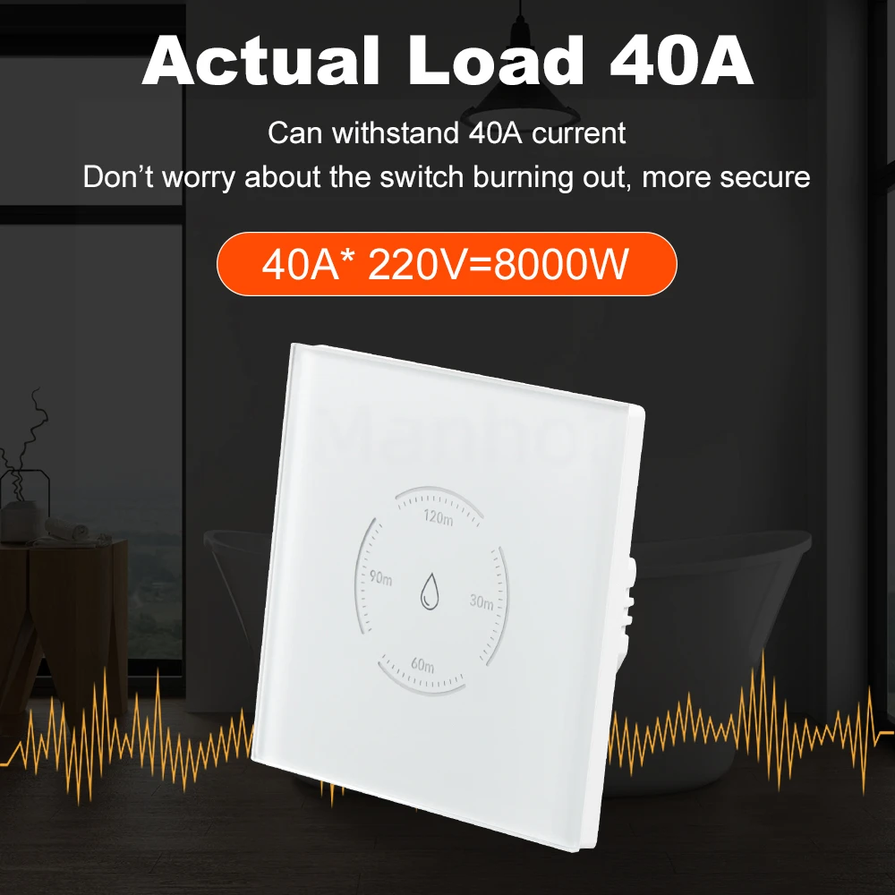 Tuya WiFi 40A Smart EU Boiler Switch Smart Water Heater Touch Switch With Countdown Function For Alexa Google Home SmartThings