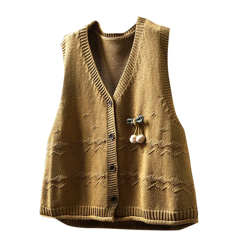 เสื้อสเวตเตอร์ถักไหมพรมคอวีลายดอกไม้ทำมือสำหรับผู้หญิง สไตล์หลวมๆ ใส่สบายๆ สำหรับฤดูใบไม้ผลิและฤดูใบไม้ร่วง สไตล์เรโทร พร้อมแผ่นรองไหล่