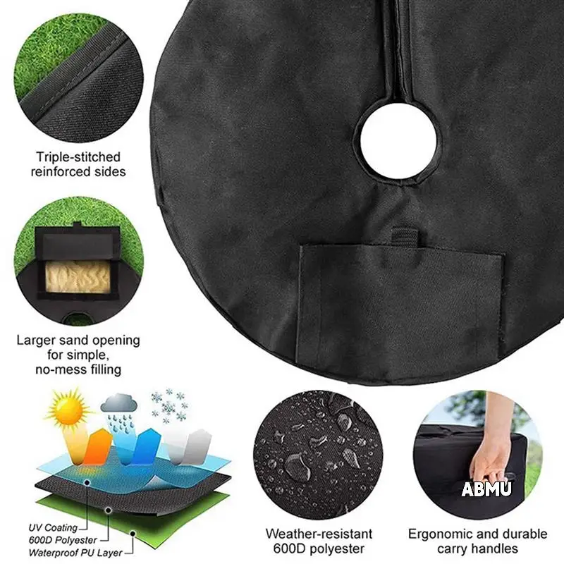 

2X Umbrella Base Weight Bag,Round Terrace Umbrella Base Detachable Windproof Fixed Sandbag