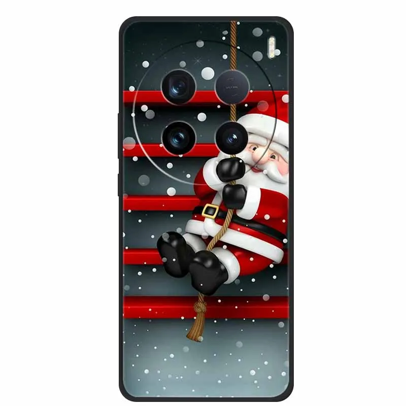 Christmas Phone Cases For Vivo X100 Ultra Pro 5G Case Black Silicone TPU Soft Cover For vivo X100 6.78