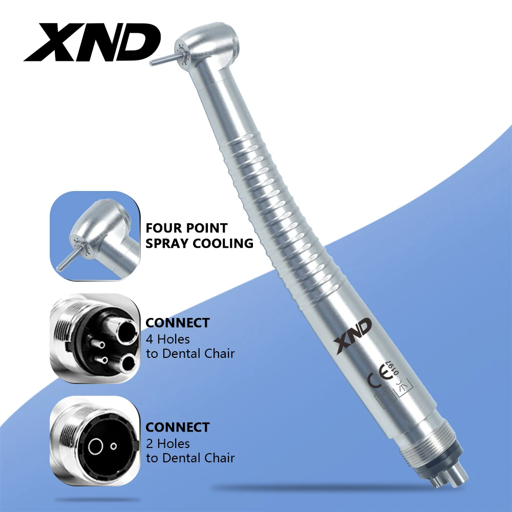 

XND Dental High Speed Handpiece Stainless Steel Body Air Turbine Large Torque 4Water Spray Dentistry Handpiece for Teeth Cutting