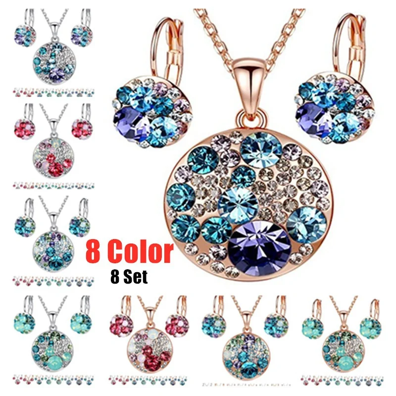 3 Pcs/set Women\'s Jewelry Set Fashion Cartoon Pendant Necklace Earring Set, Silver Tone or 18K Rose Gold Plated Christmas gifts