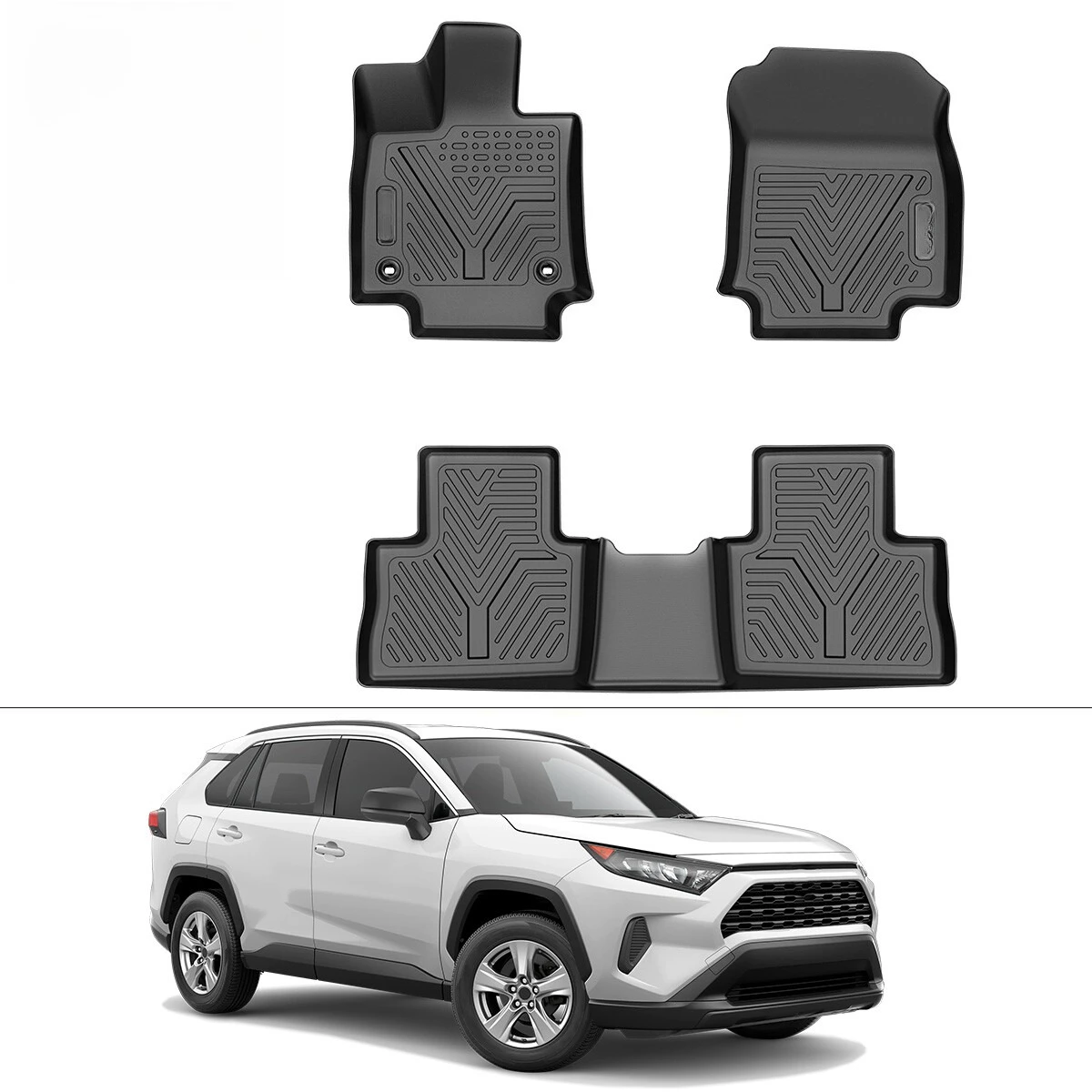 

Комплект из 3 всепогодных ковриков TPE для Toyota RAV4 2019-2025 (передние и задние)
