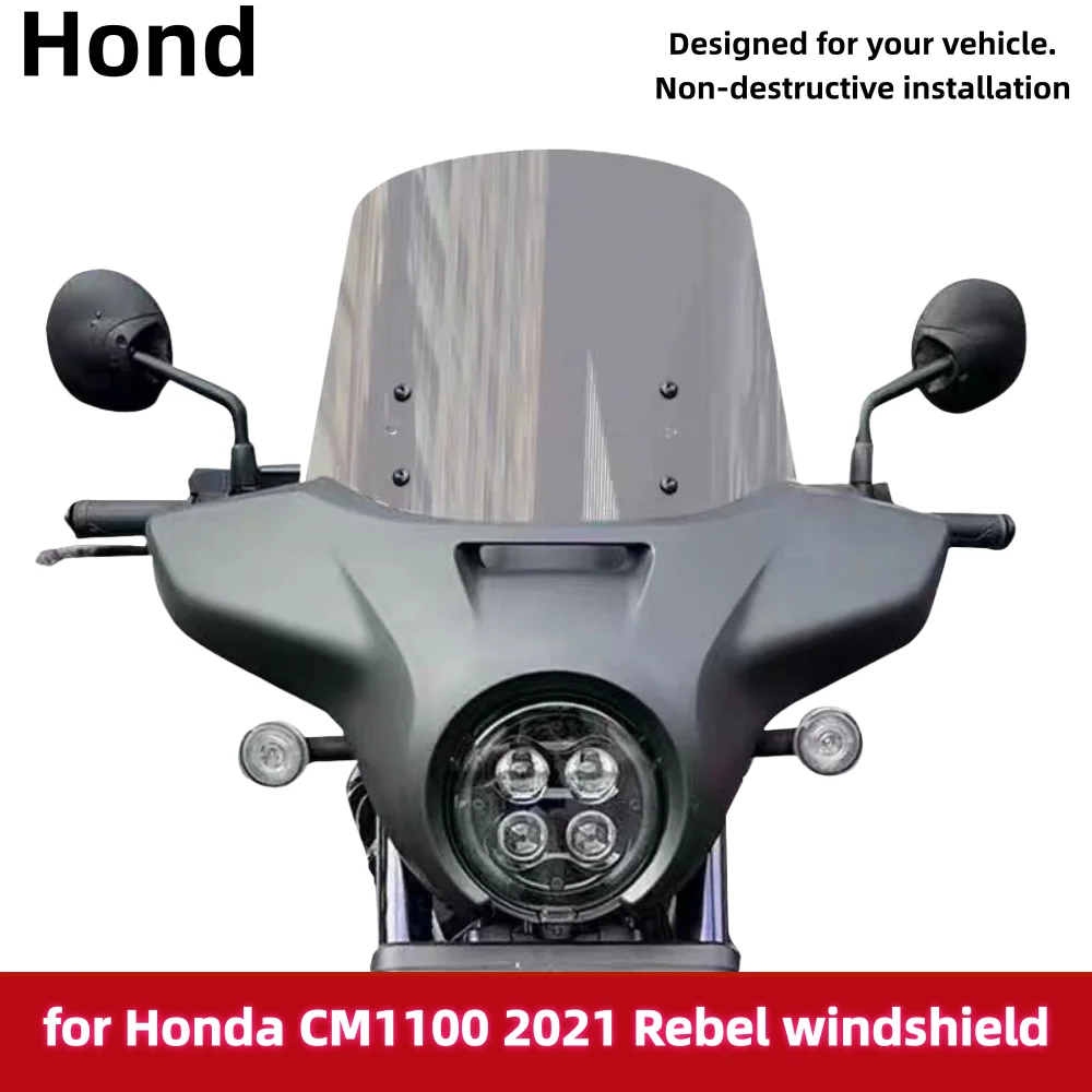 Modified windshield for Honda CM1100 Rebel 2021, non-destructive installation of raised windshield parts (Honda CM1100).