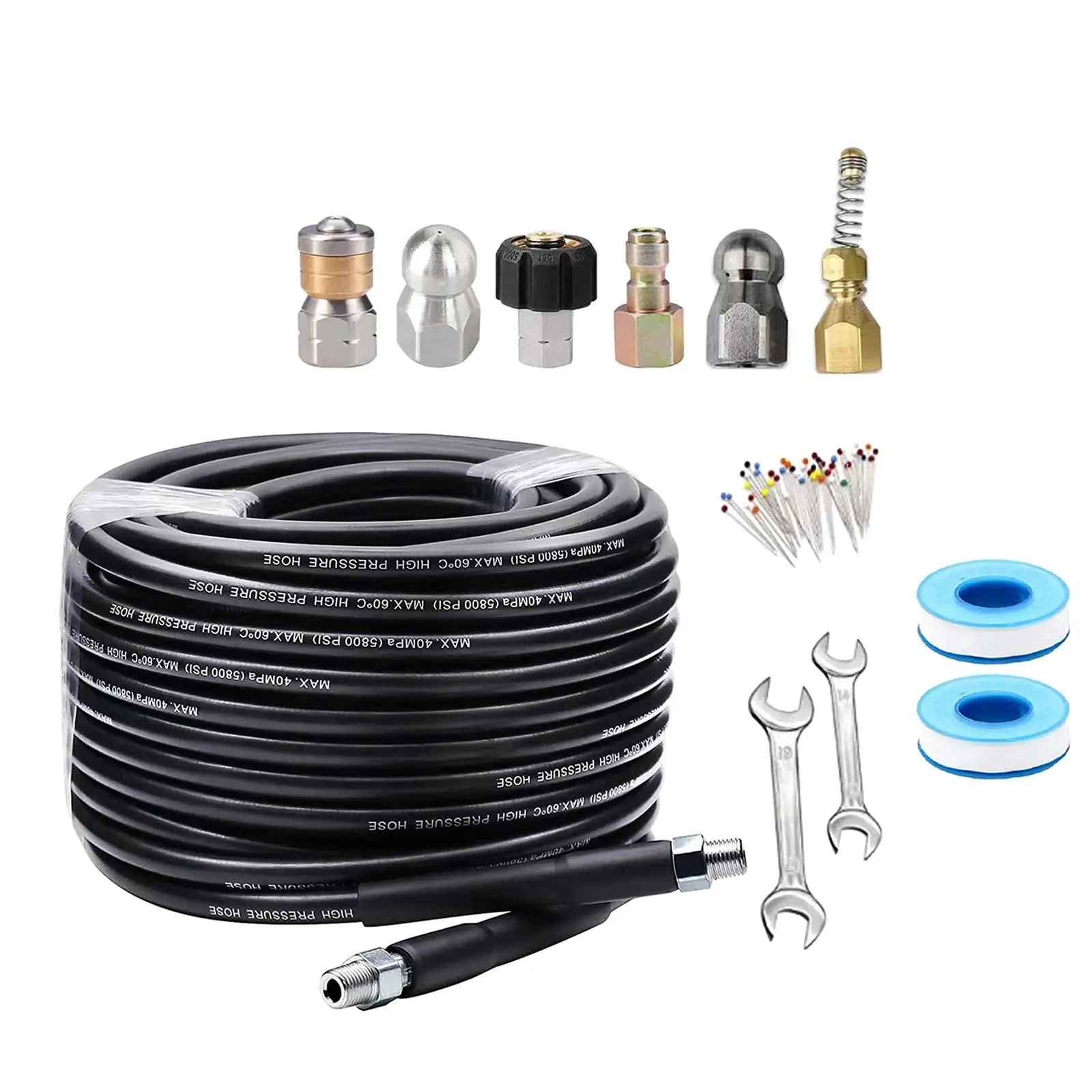 Pressure Washer Sewer Jetter Kit 150 ft Power Washer Extension Hose Jet Cleaning Kit for Motorcycles Roofs Outdoor Indoor Floors