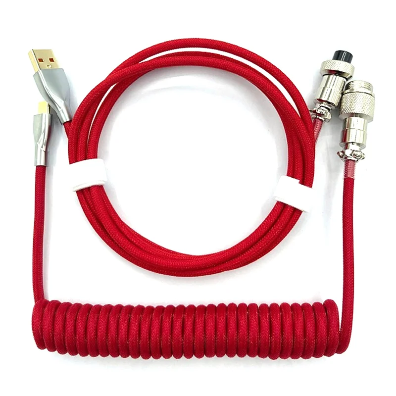 A56XQ Mechanical Keyboard Coiled Cable Type C to USB Data Cable Game Keyboard Cable Mechanical Keyboard Cable Red