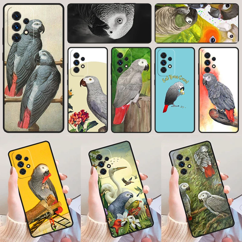 African Grey Parrot phone case For Samsung Galaxy A42 A31 A40 A51 A71 A32 A80 A91 A52 A72 A73 A20e A21S A50 A70 A11 A12 Cover