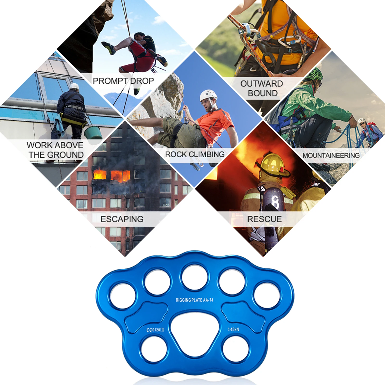 8‑Hole 45KN Heavy Duty Paw Anchor Load‑Bearing Distribution Plate,High Strength Aluminum Alloy Rigging Plate for Climbing Rescue - view 3