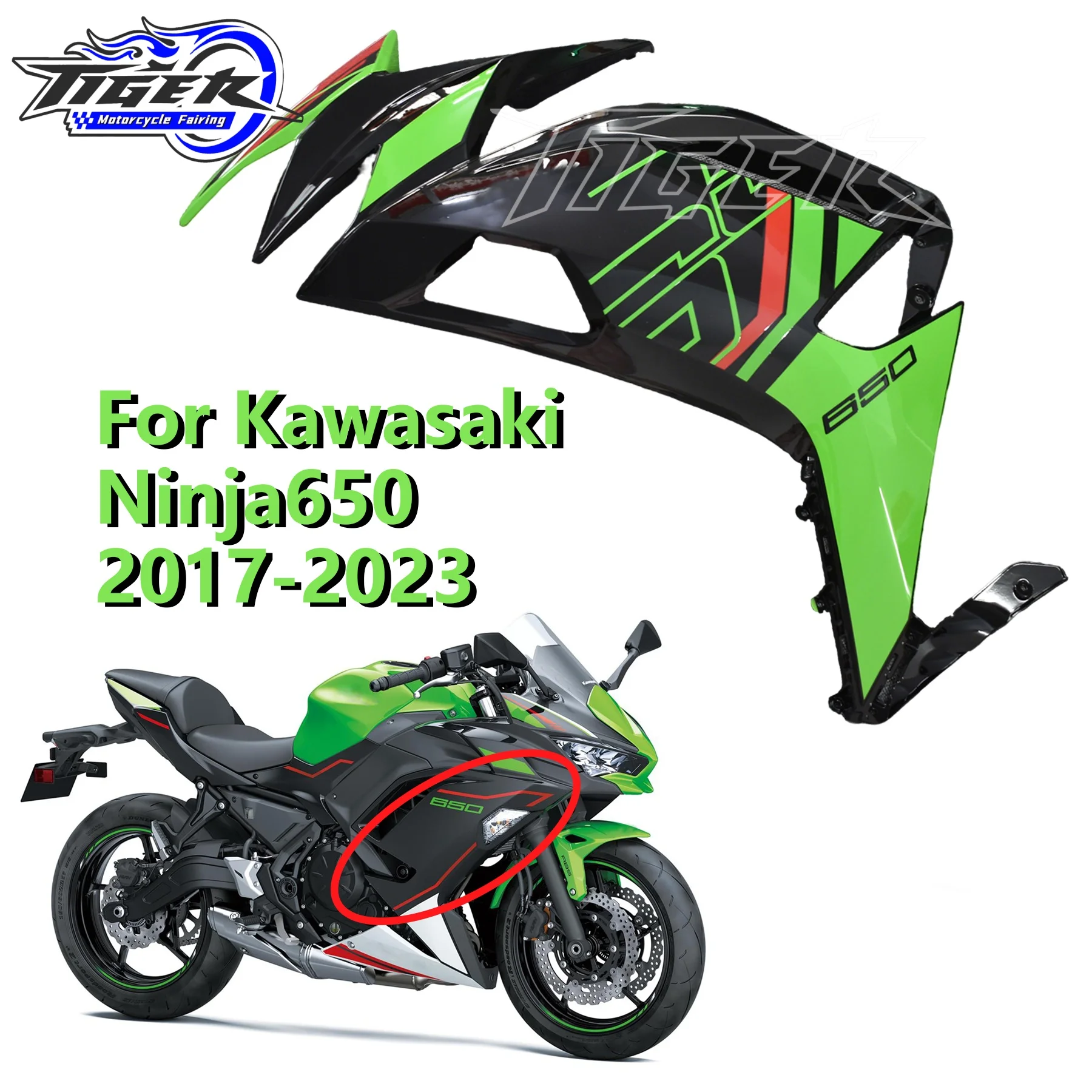 

Motorcycle Body Left and Right Side Cover ABS Injection Fairing For Kawasaki Ninja 650 ER6F EX650 2017-2023